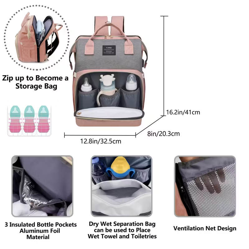 Vongo® Foldable Mommy & Baby Bag